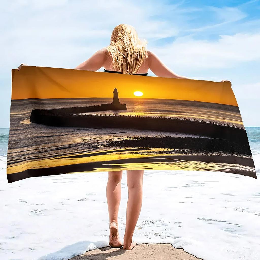 Leuchtturm Mikrofaser Pool Sandfest Strandtuch Decke Schnell Schnelltrocknend Sandfrei Proof Kompakt Outdoor Leichtgewichtige Handtücher