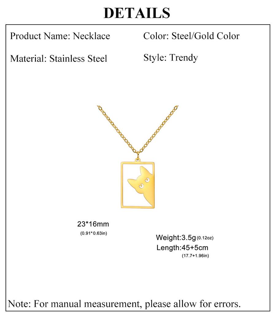 Cazador Cat Kitten Charm Necklace for Women Stainless Steel Animal Pendant Necklace Mother's Day Gift Jewelry 2026 Wholesale