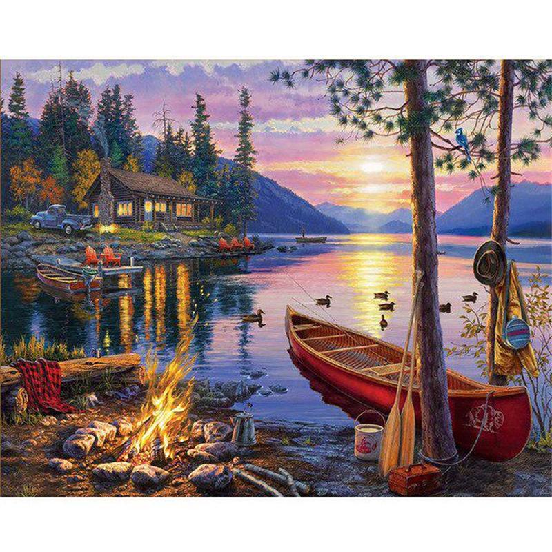 5D DIY Diamond Painting Mountain Landscape Diamond Embroidery Cross Stitch Kit Rhinestone Mosaic Home Decor
