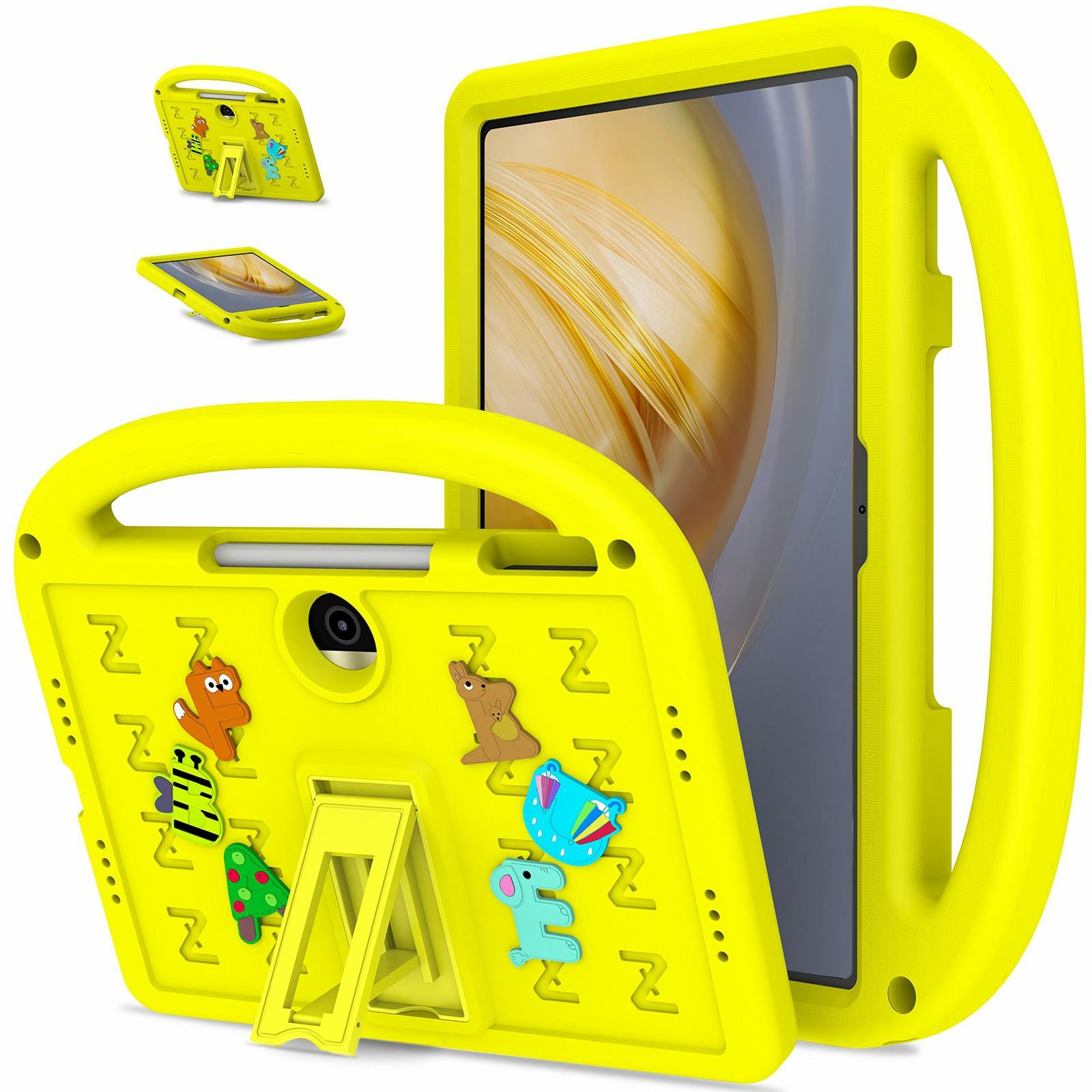 

For Honor Pad 9 Kickstand Case Cartoon Design Anti-Drop EVA+PC Tablet Cover with Strap for Kids F