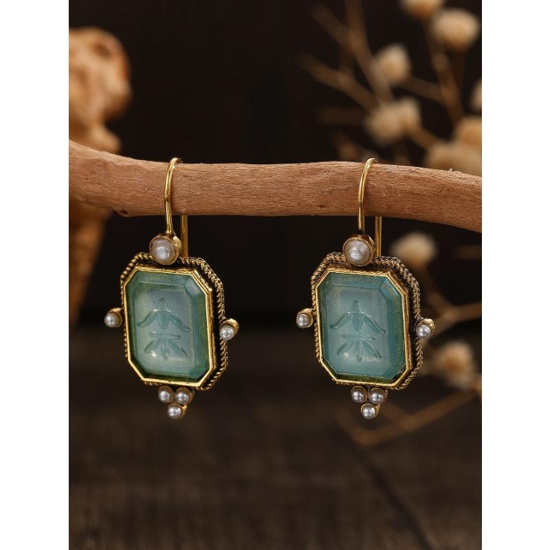 Elegant Retro Geometric Pendant Earrings For Women, Exquisite Pendant Perforated Earrings, Wedding Jewelry Gifts