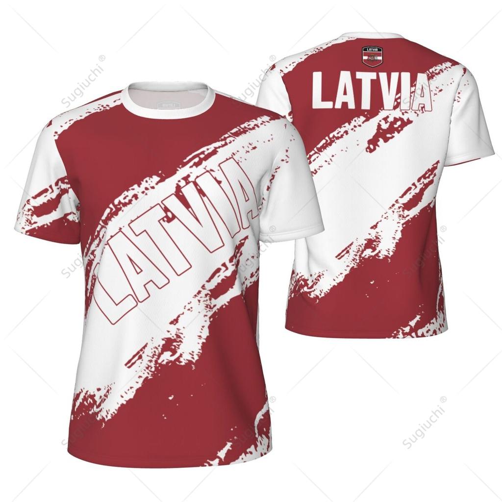 Sports Mesh T-shirt Latvia Flag For Running Bike Soccer Tennis Football Fitness Tees 3D Printed Custom