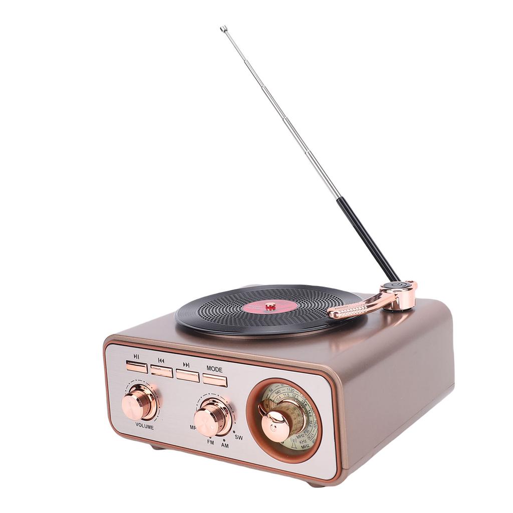 AM FM SW Radio Retro Bluetooth Speaker Rechargeable 1200mAh Battery Record Player Style Speaker for Home Kitchen Outdoor