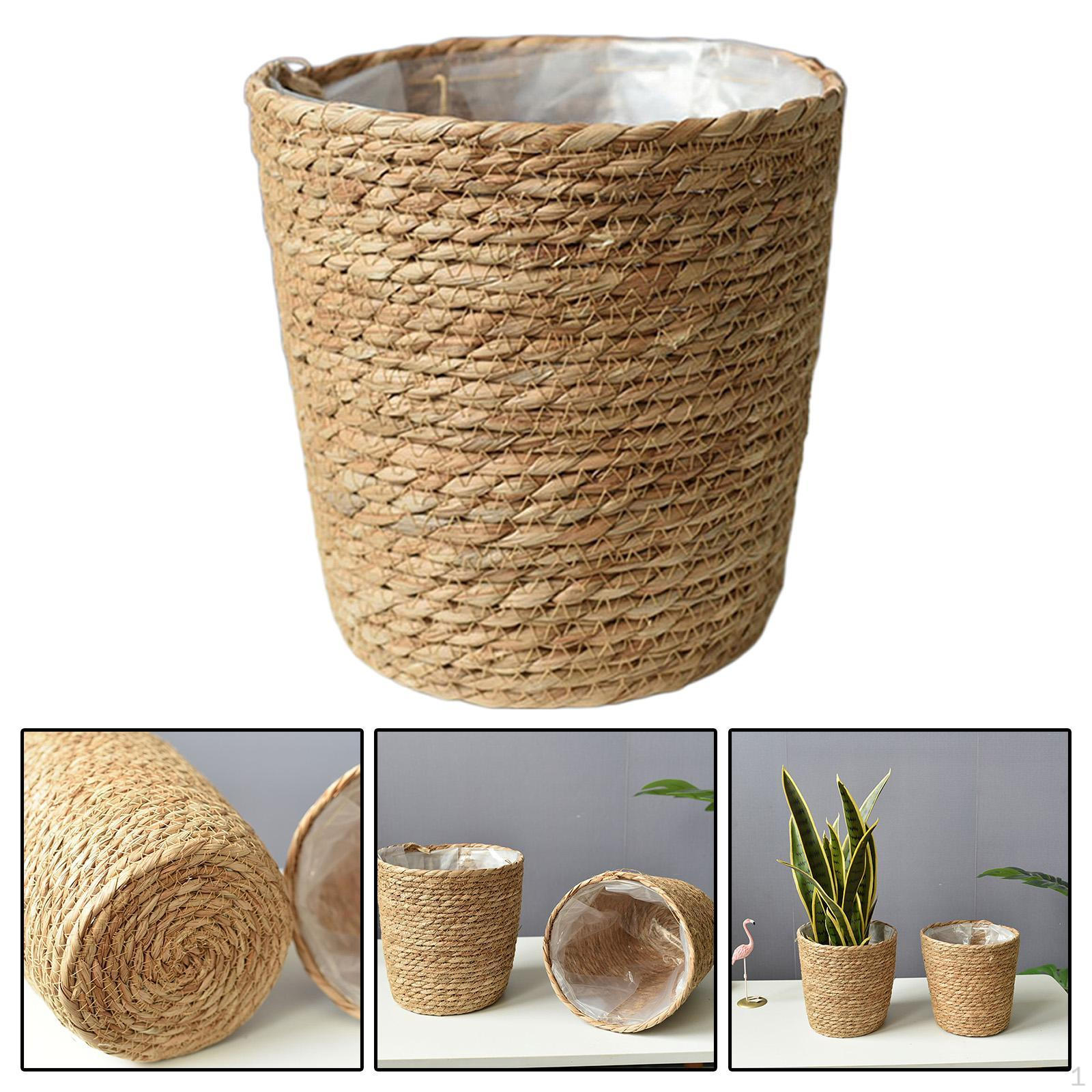 

Plant Pots Replacement Containers Color with Waterproof Plastic Liner Woven Rattan Pot