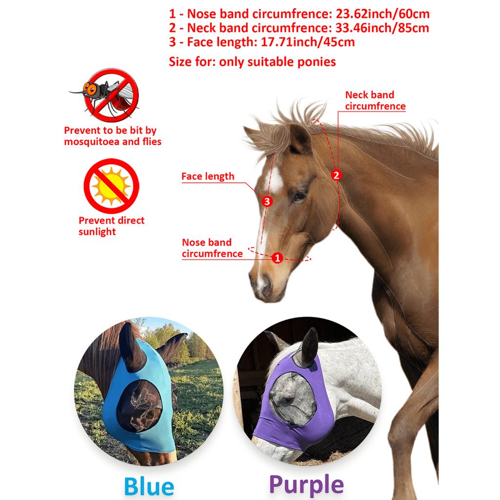 Maschera anti-tafani anti-ultravioletti, rete traspirante regolabile, attrezzatura da equitazione, leggera per esterni