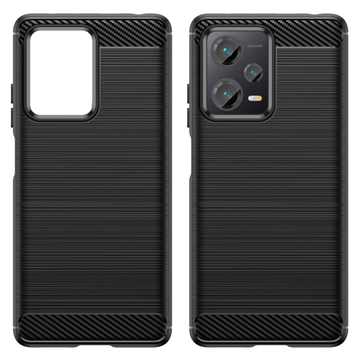 

For Xiaomi Redmi Note 12 Pro+ 5G Anti-fall Back Shell,Carbon Fiber Texture TPU Protective Phone Cover Brushed Mobile Phone Case Black