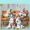 Niedliche Einhorn Plüschpuppe mit weichem kurzem Fell Perfekt zum Schlafen und Kuscheln Ideales Geschenk für Kinder 20cm Sitzstil