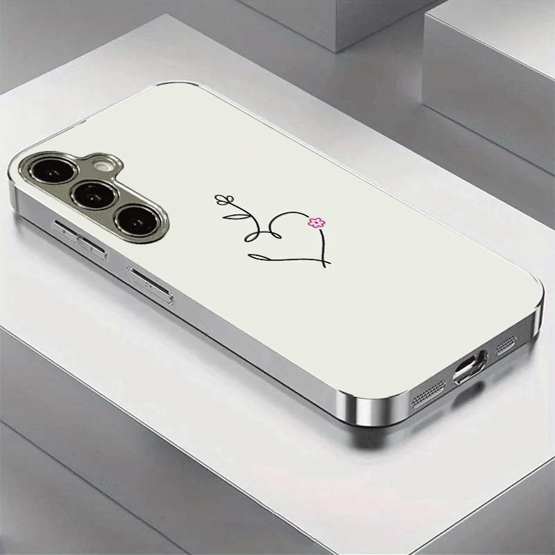 

Silver plated glass phone case suitable for Samsung Galaxy S26 S25 S24 S23 S22 S20 FE/Ultra/Plus5G anti fall fashion Galaxy S22 plus 5G