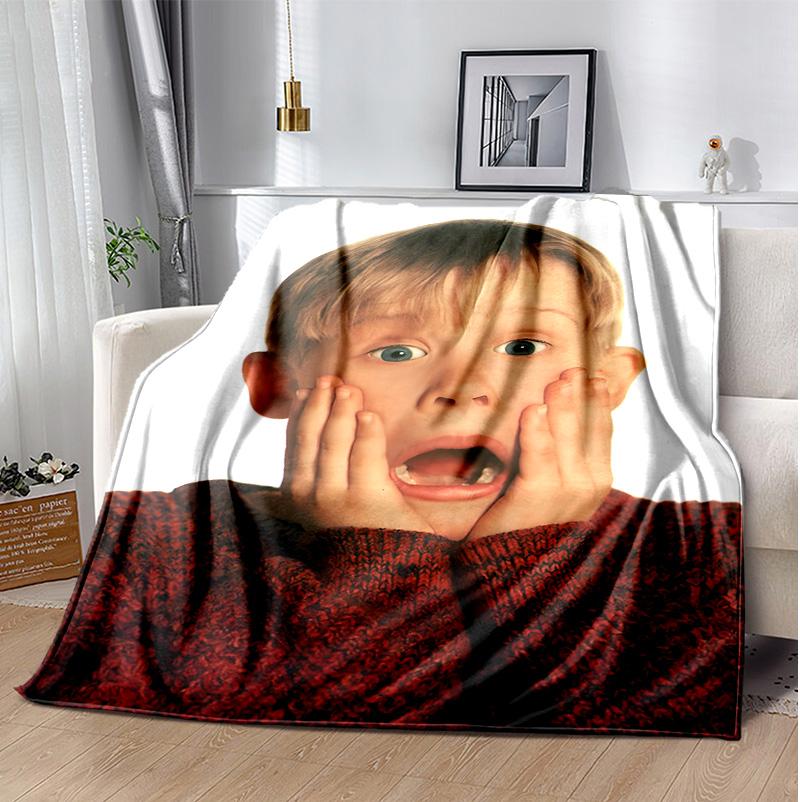 Home Alone Flannel Blanket Soft Warm All-Season Throw, Design for Camping, Car Travel, Hiking Sofa, Bed, Office Perfect Gift for Parties