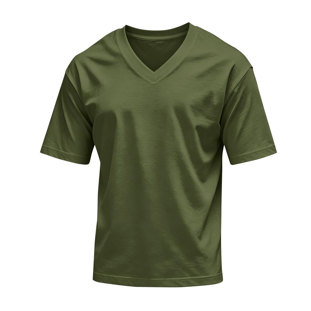 Herren Farbiges V-Ausschnitt Kurzarm T-Shirt Lässige Bequeme Passform für den Alltag