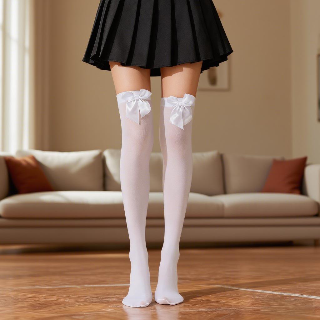 European & American Velvet Bow Christmas Over-the-Knee Socks