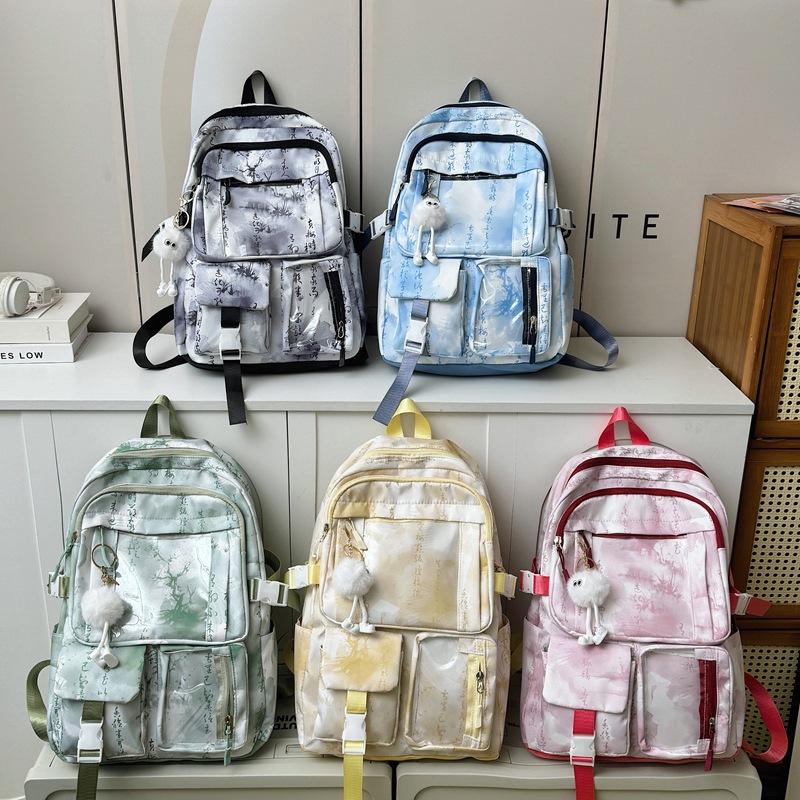 Schoolbag Chinese Style Printed Backpack Junior High School Student Antique Style Student Schoolbag Elementary School Student High Value Pain Bag