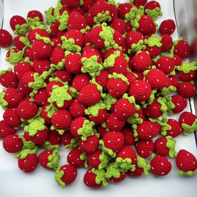 Fashionable Handmade Keychain Accessory Wool Crochted Fruit Pendant Accessories Stylish Women Girls Bag Decoration