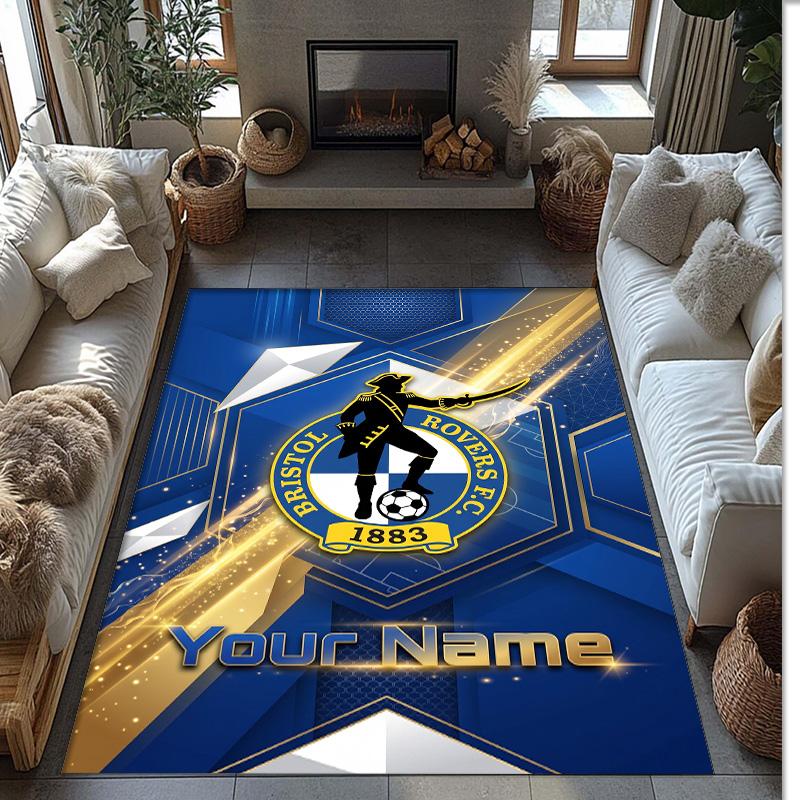 Bristol Rovers Printed Crystal Velvet Rug Non‑Slip Crystal Velvet Carpet For Sofa Bedroom Indoor Home Decoration