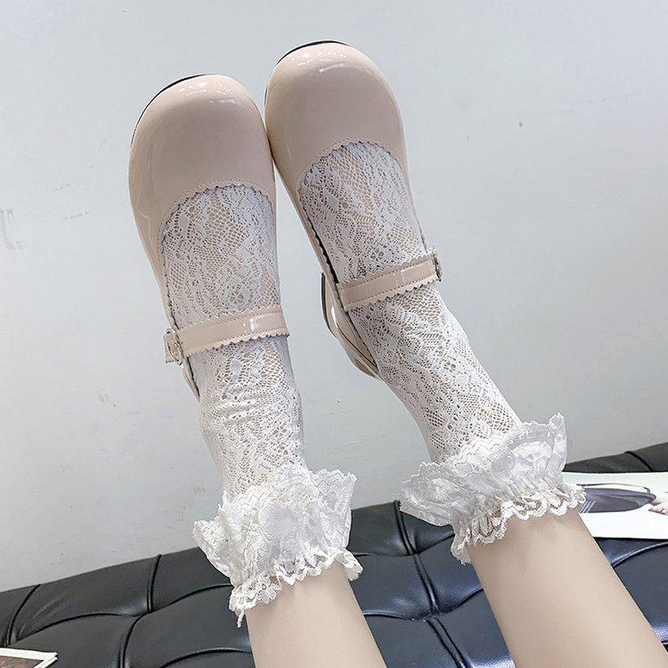 Fashion Shiny Women's Leather Shoes Thick Heel Comfortable Casual Shoes Princess Shoes Uniform Shoes