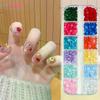 12 Fächer Funkelnde Aurora Flachrückseite Bunte Perlen Nagelkunst Charms 3D Kristall Süßigkeiten Blasenperlen DIY Maniküre Dekorationsteile