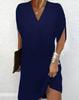 2025 European & American V-neck Pleated Batwing Sleeve Dress - Women's Spring/Summer Collection