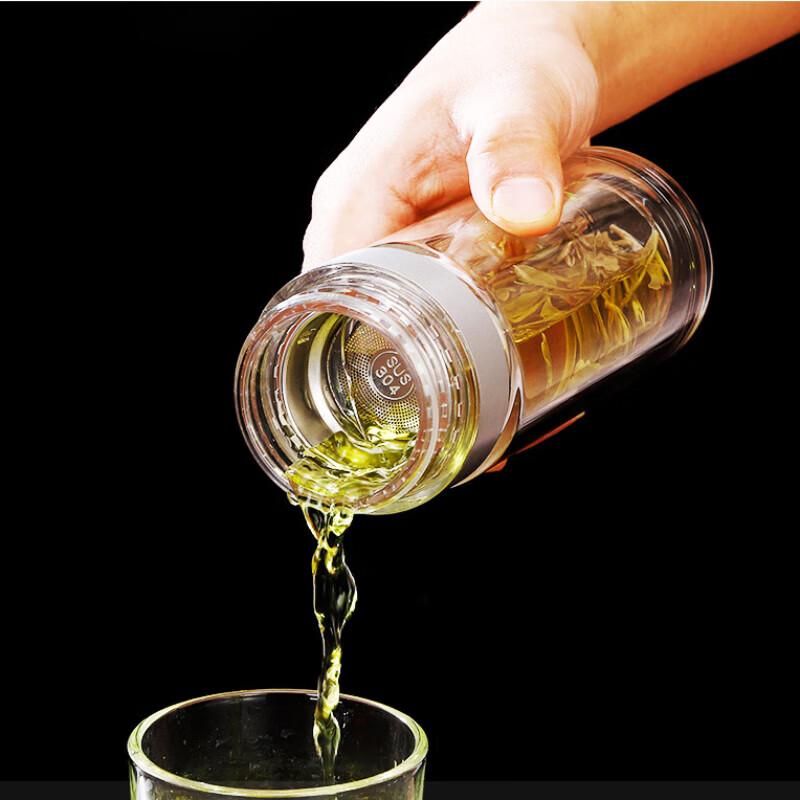 YUZUN Double-Wall Glass Tea Infuser Travel Mug