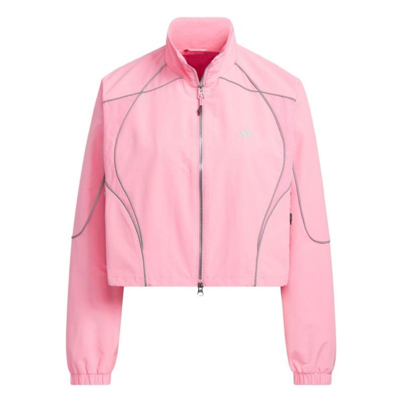 adidas Women s Woven Cropped Track Jacket Pink JJ3780 L