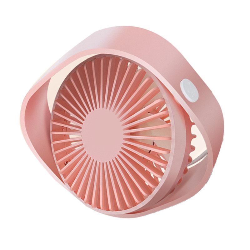 Portable Desktop Fan Mute Three Wind Speed USB Charging Small Fan for Home Office Dormitory Pink