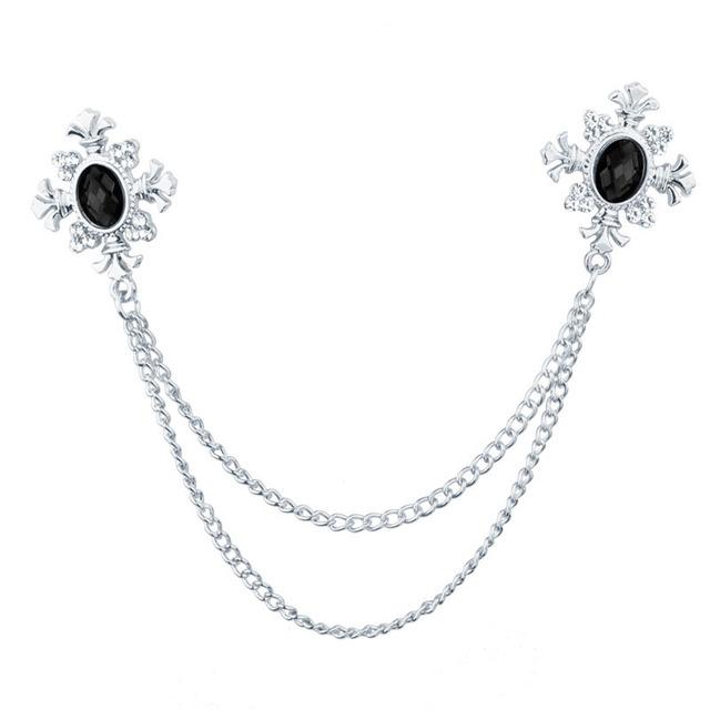 Männer Frauen Anzug Hemd Kragen Quaste Kette Anstecknadel Brosche Kristall Kette Pins Hochzeit Kleid Party Tanz Halsbekleidung Zubehör white