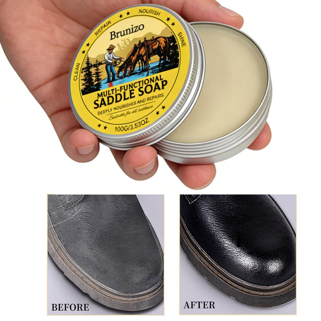 Car Leather Maintenance Cream To Soften & Protect Leathercraft Saddle Soap Kit for Boots Bags Saddles Car Interiors Shoes 3.53oz