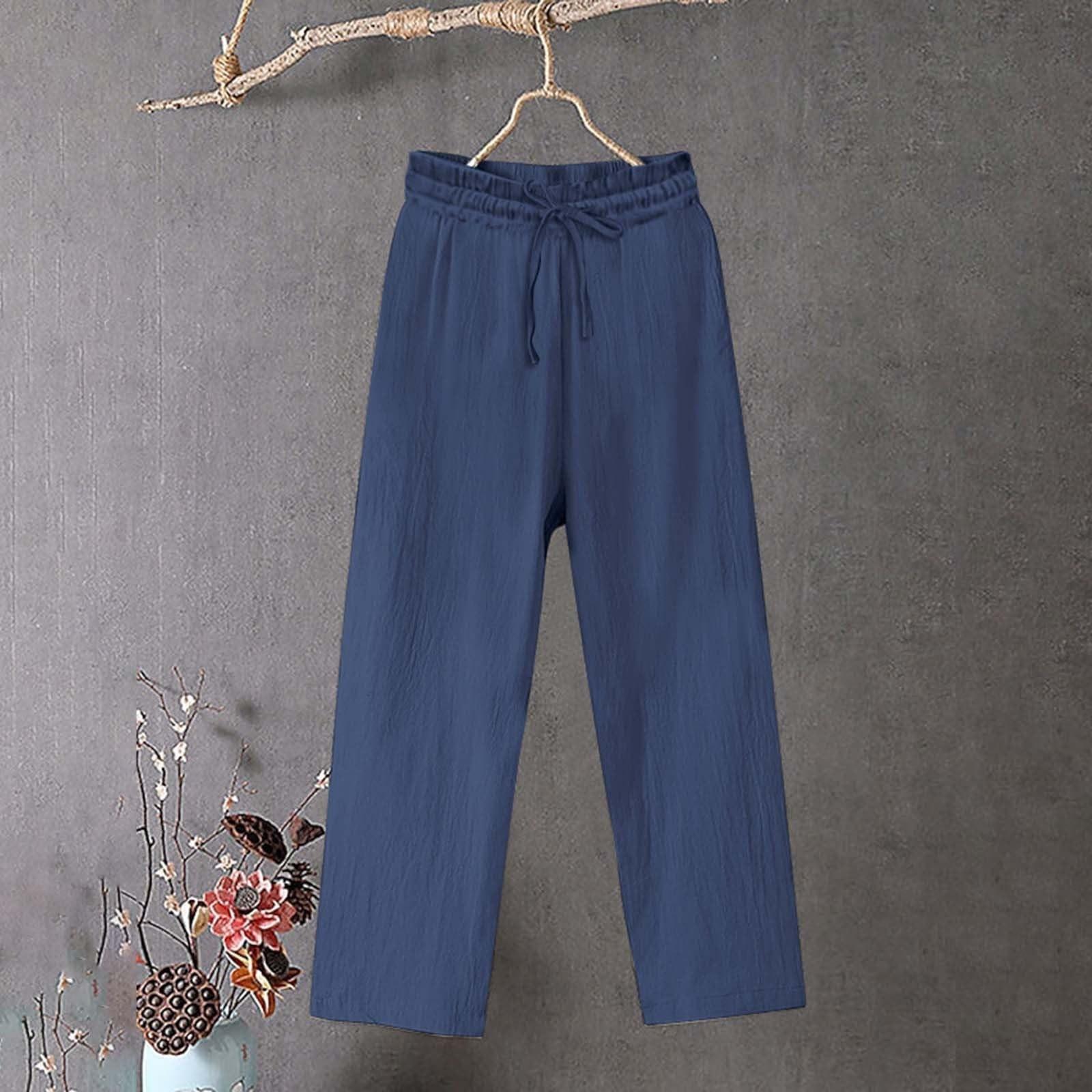 

Женские широкие брюки повседневные свободные карманы однотонные эластичные летние брюки для женщин повседневные брюки XXL темно-синий