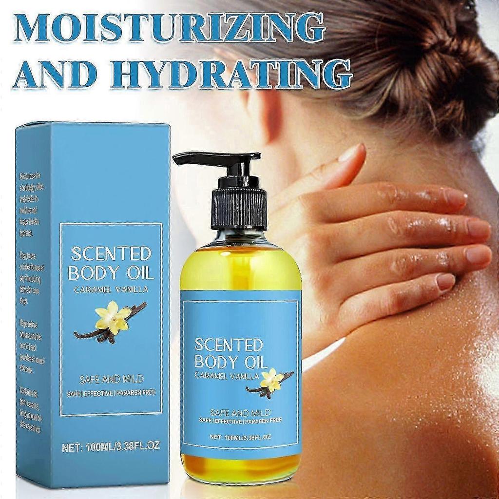 Body Oil Caramel Vanilla, 100ml Scented Moisturizing Fragrance Body Oil for All Skin Types