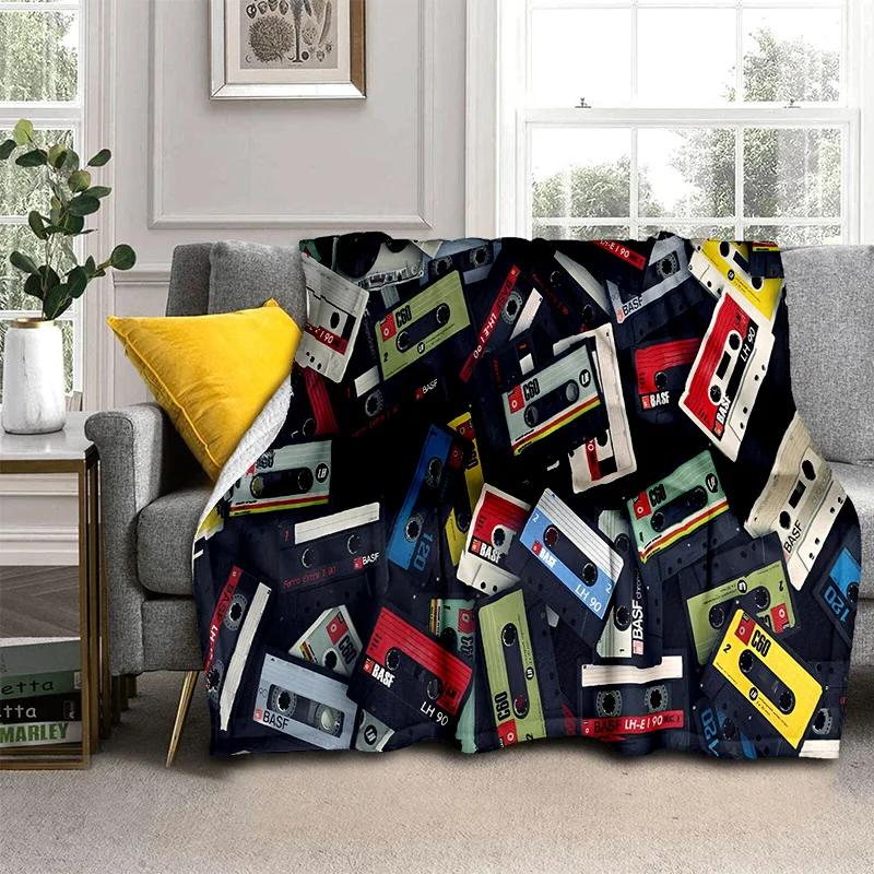 3D Music Cassette Tape Retro Pattern Blanket,Soft Throw Blanket for Home Bedroom Bed Sofa Picnic Travel Office Cover Blanket Kid
