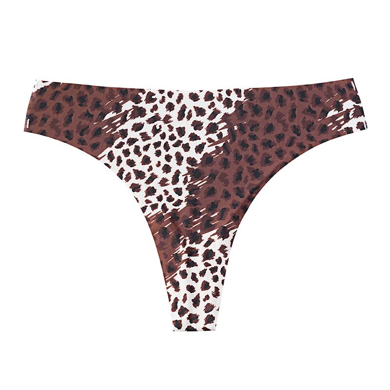 TERMEZY Damen Sexy Nahtloser Tanga Eis Seide Einteiler Leopardenmuster T-Rücken Bequem Fitness Schnelltrocknend Unterwäsche