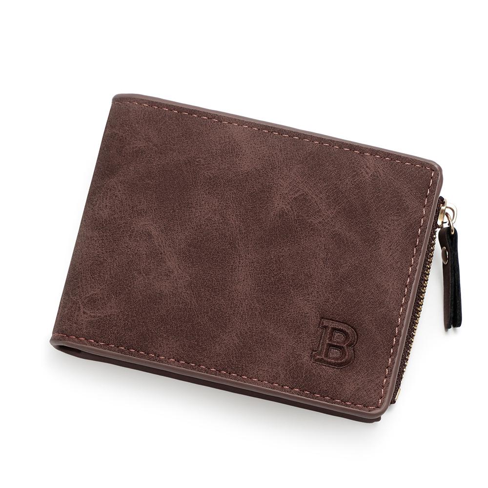 Frosted Men's Short Coin Purse Wallet with Money Clip