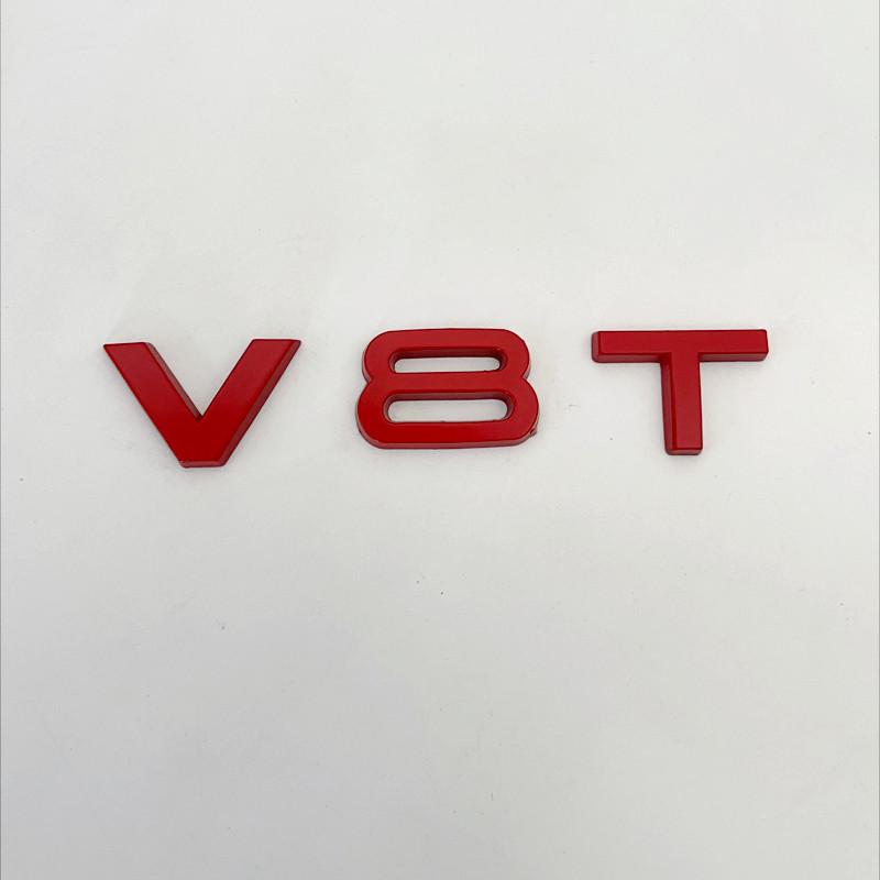 3D Metal V6T V8T Side Fender Emblem Tail Trunk Logo Badge Sticker Car Styling For 2s A3 A4 A5 A6 A7 A8 S3 S4 S5 S6 Q3 Q5 Q7A1