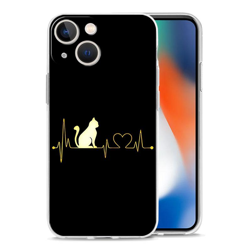 Phone Case For iPhone 17 Cases iPhone Air 16 15 12 13 14 Pro Max 7 8 Plus 16Pro iPhone11 Soft Cover Cat Line Black Cats