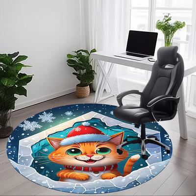 1PC Winter Cat Ornament Chair Carpet for Office, Indoor Non-Slip Washable Carpet, Soft Comfortable Mat For Office Room Yy250930074