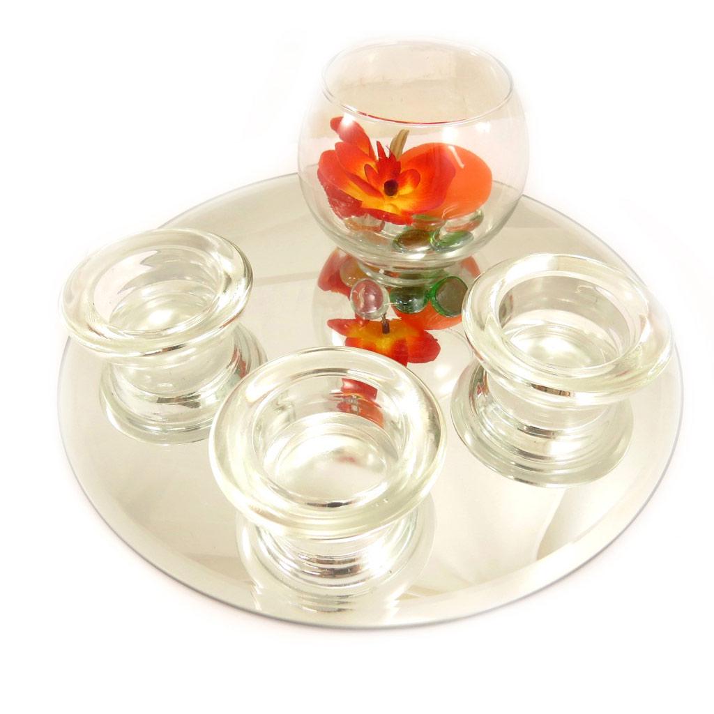 Les Trésors De Lily [L4085] - Floating Candle Tray 'Belle De Soie' Mirror (orange) - 25x9 Cm