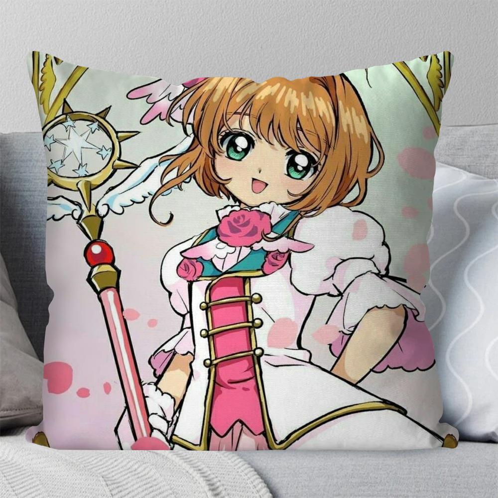 1pc C-Cardcaptor S-Sakura Magical Girl Manga Pillow Case Square Pillow Bedroom Sofa LeisureCar Living Room Home Decoration 40X40