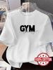 TH428 New Women's T-shirt, Featuring a GYM Letter Design Print, a Fashionable Casual Printed T-shirt, 100%, Round Neck, Short Sleeves, Sweat-absorbent