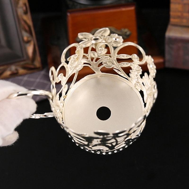 Tea Cup Stand with Side Handle, Metal Cup Rest for Tea Table Service and Office Beverage Counter Routine Daily