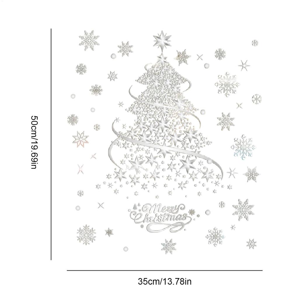 Weihnachtsfensterbilder 2 Bögen Wiederverwendbare Aufkleber 13,7 X 19,6 Zoll Statischer Weihnachtsbaum Winter-Fensteraufkleber für Zuhause, Party, Glas