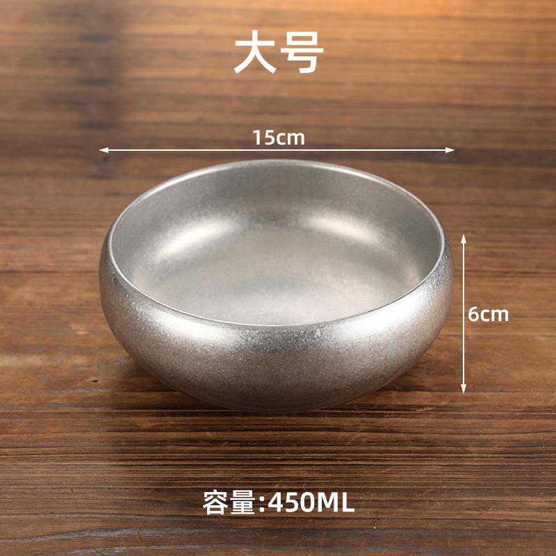 Vintage Korean Stainless Steel Rice Bowl Household Anti-scalding Rice Soup Breakfast Bowls Barbecue Restaurant Kitchen Tableware