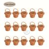 15/20 Stück Mini-Dekokörbchen Set Imitation Rattan Geflochten mit Griffen Miniatur Plastik Geflochtenes Körbchen Foto Requisiten Kleiner Korb
