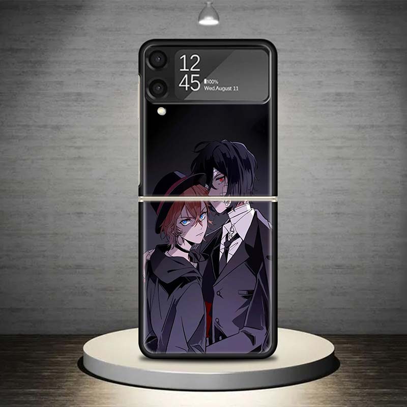 Bungo Stray Dogs Double Black Phone Case For Samsung Galaxy Z Flip 7 6 5 4 3 5G Shockproof Cover Z Flip7 Flip6 ZFlip5 Flip3 Flip