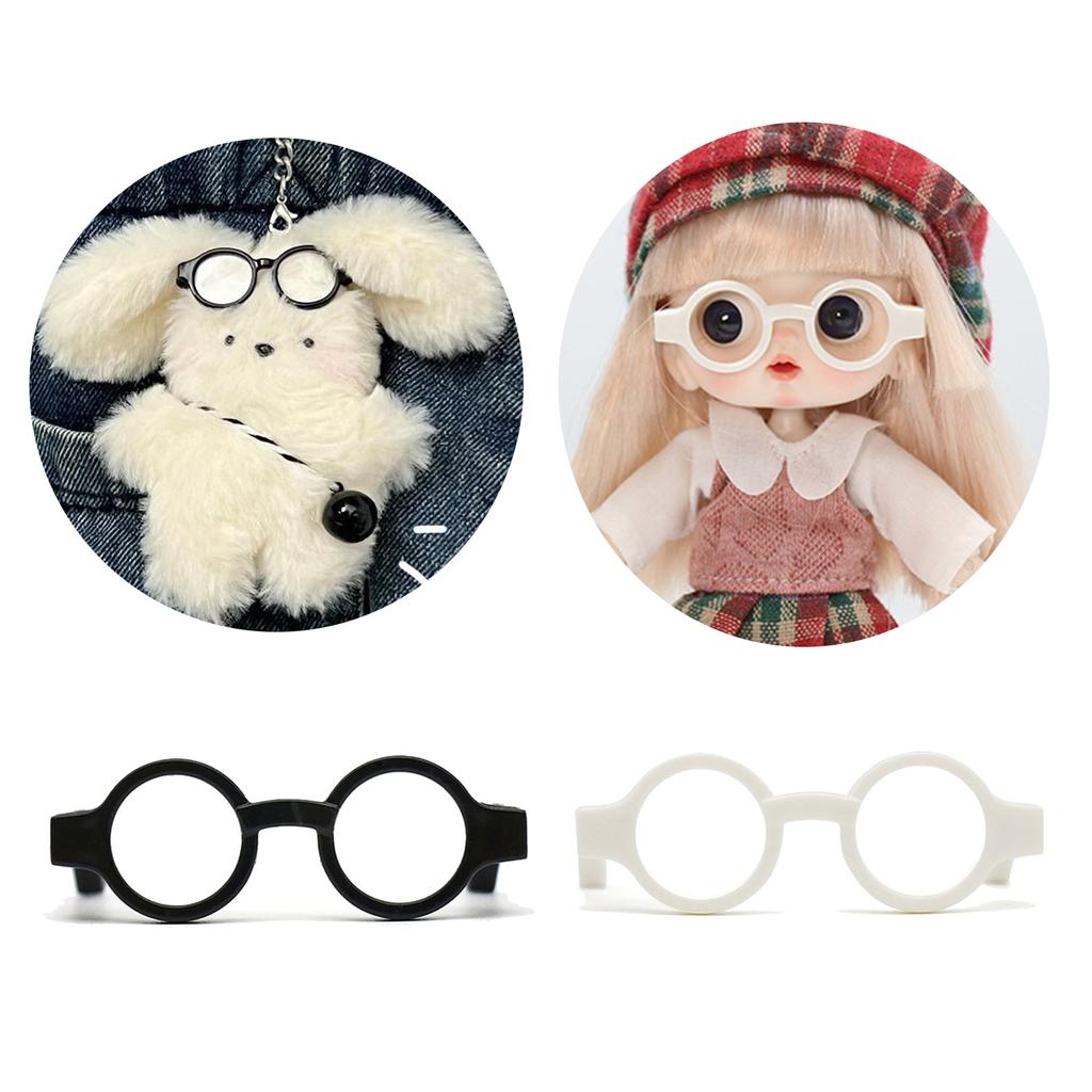 5xDollhouse Props Black Frame Glasses Miniatures Doll House Round Square Frame Glasses Doll No Lenses Glasses Ornament