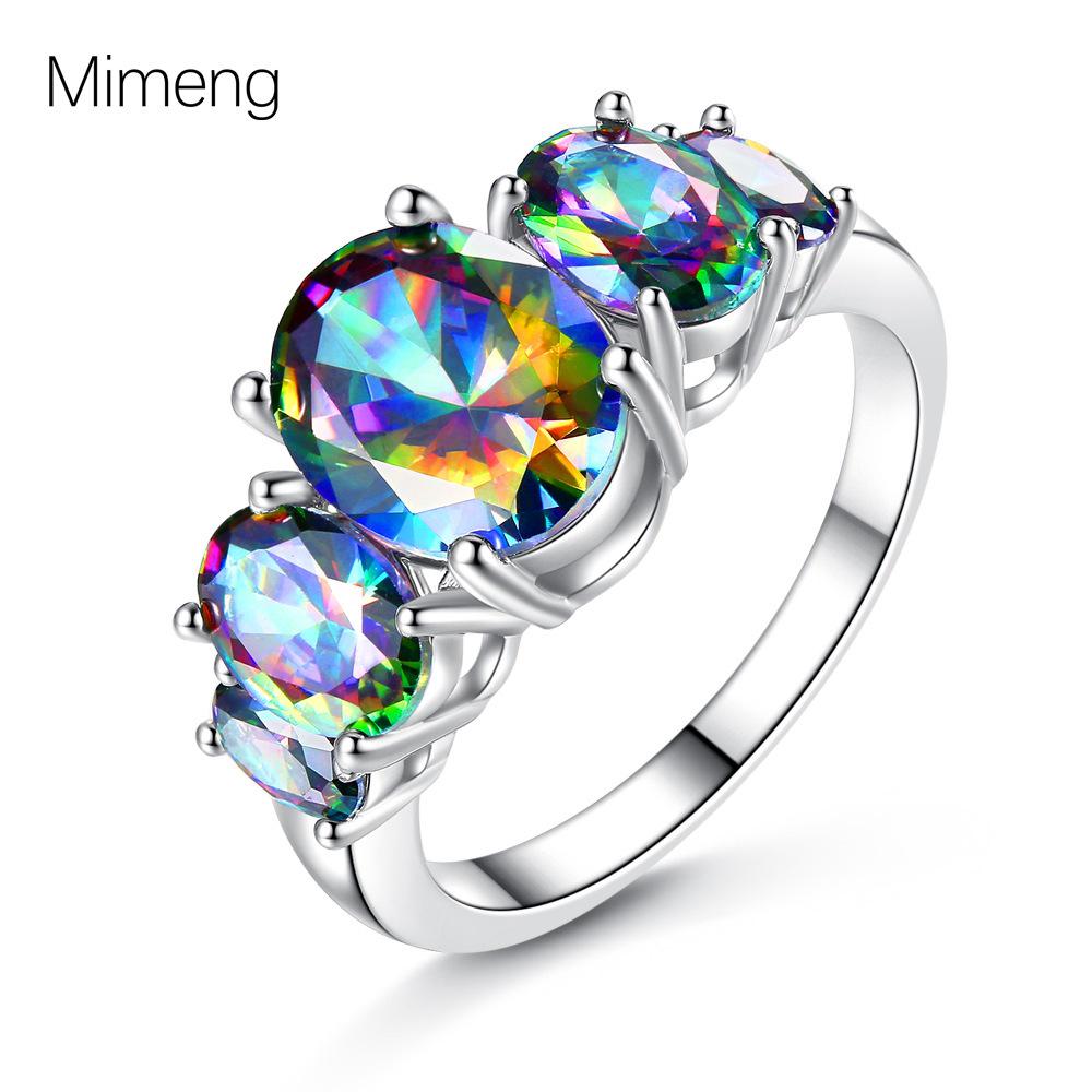 

Colorful Oval Zircon Women s Luxury Ring with High-end Niche Design