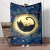 1PC Cat moon background, stars Print Adult Children Warm Blankets Home Travel Car Soft and Comfortable Suitable for all seasons