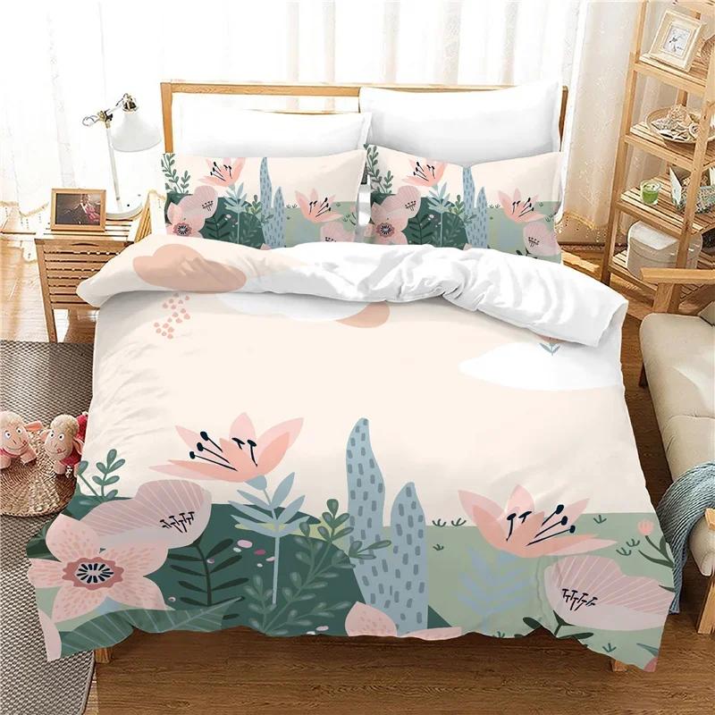 Print Bedroom Set Bedding Jacquard Bed Linens Hd Flowers Bed Cover Sets With Pillowcases 228X228 EuAu Us Size Duvet Cover Set