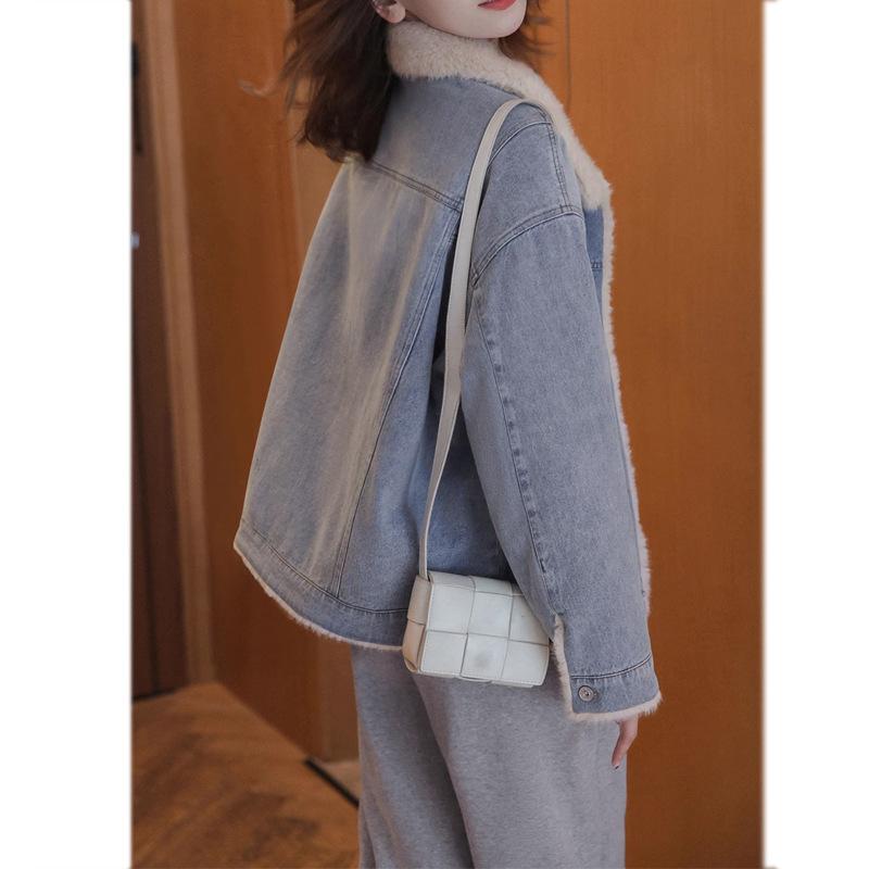 Kovbojská bunda, dámská zimní imitace králičí kožešiny se zesíleným korejským stylem, malý retro top, teplá bunda
