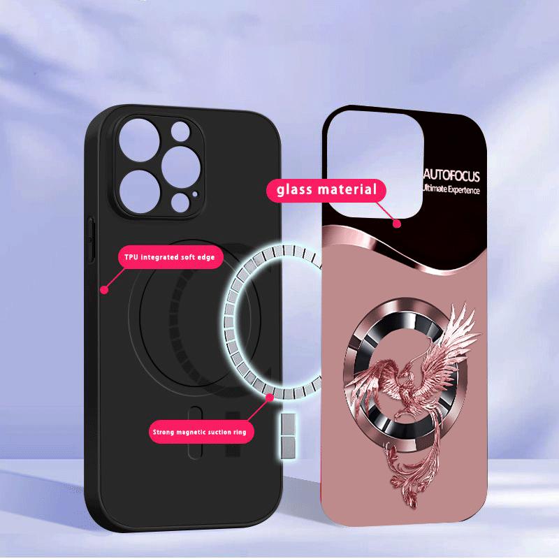 Handsome Pink Phoenix For Samsung S25 S25 Edge S25Ultra 20 S21 Pro S22 Plus S23 FE S24 Ultra For Magsafe Glass Phone Case