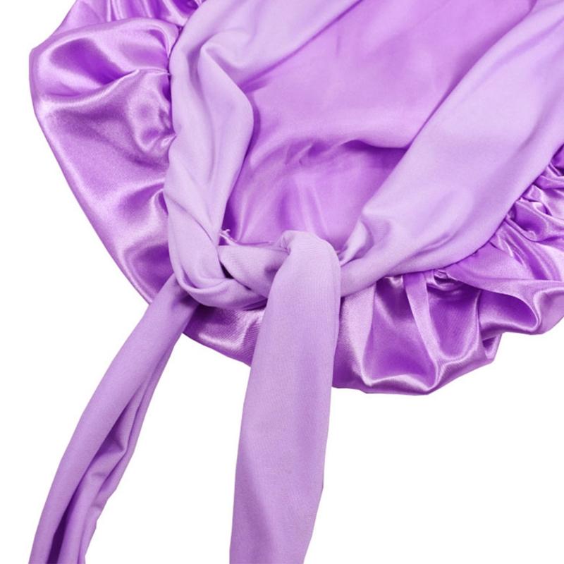 Girls Four Seasons Polyester Satin Sleeping Cap for Women,Silky Bonnet Sleep Hat for Head Wrap Night Elastic Band Headsc