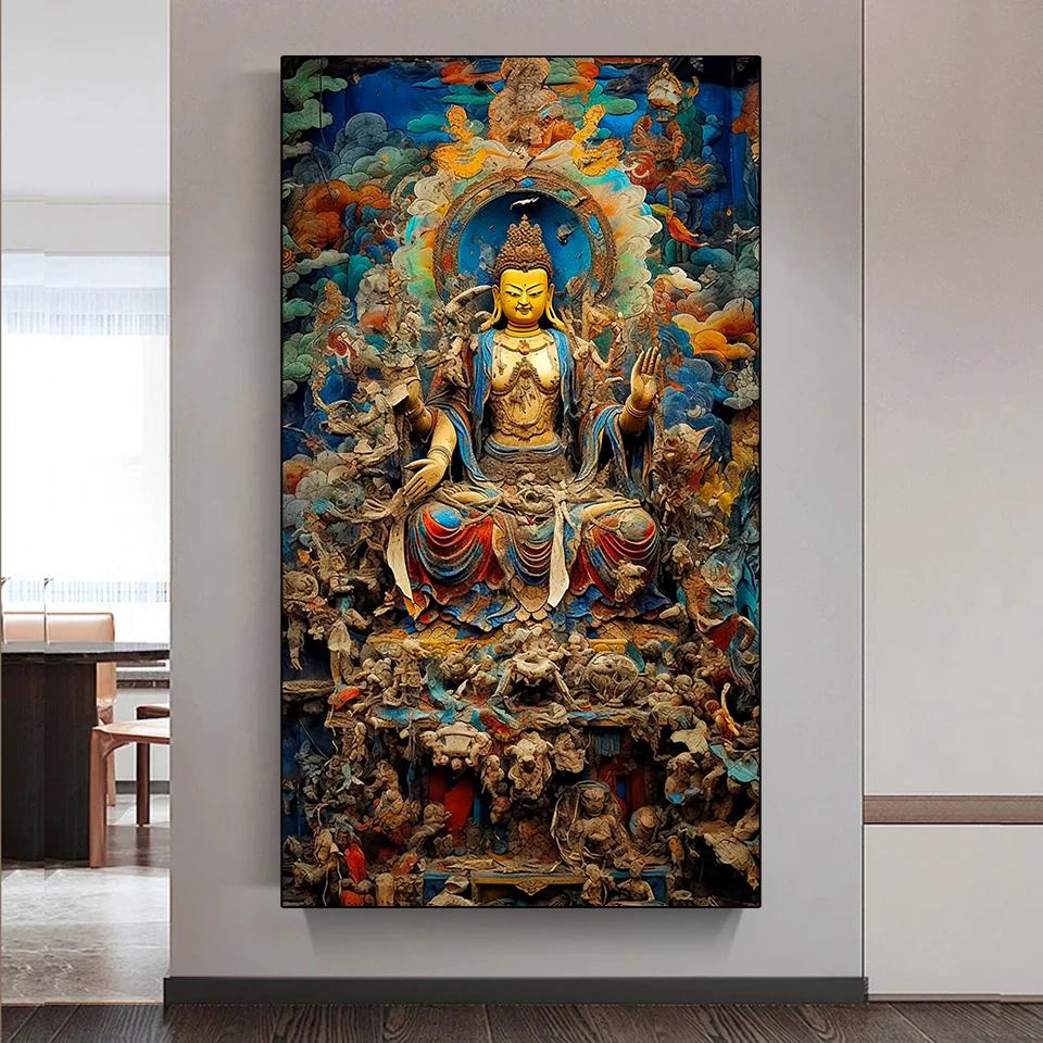 5DDIY Diamond Painting Diamond Mosaic Religious Cross Embroidery Diamond Painting Buddha Embroidery Portrait Wall Art Decoration